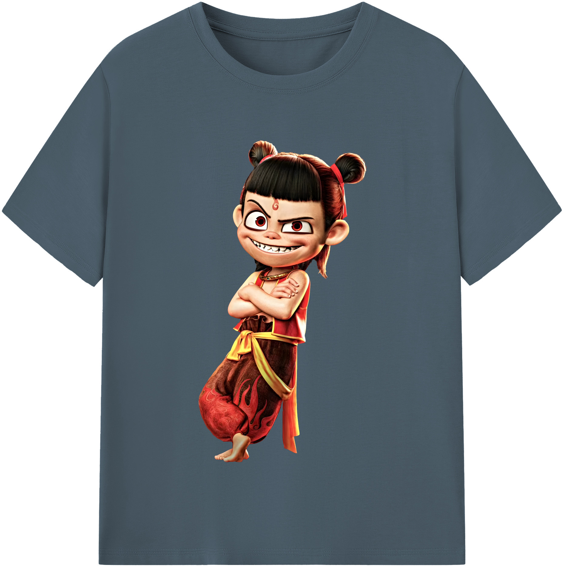 （画像用） Ne Zha 2 ナタ 魔童の大暴れ 綿100％半袖Tシャツ（フロントプリント）